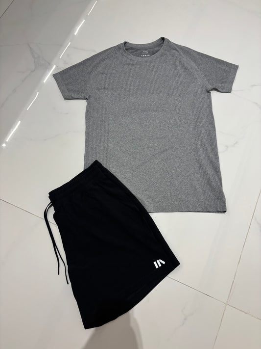 Catur grey & black shorts set